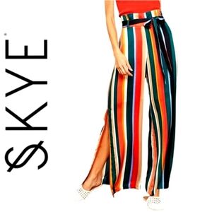Skye Palm Canyon Striped Wide-Leg Palazzo Pants, tropea side flaps